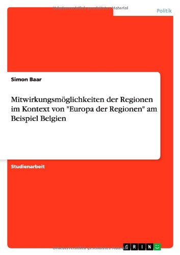 Cover for Baar · Mitwirkungsmöglichkeiten der Regio (Paperback Book) [German edition] (2011)