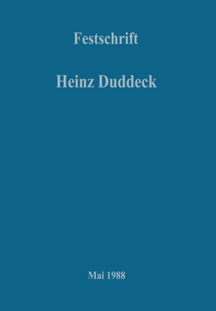 Festschrift - H Ahrens - Bøker - Springer - 9783926031600 - 1988