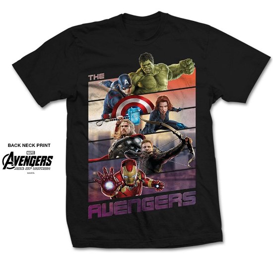 Marvel Comics Unisex T-Shirt: Avengers Bars - Marvel Comics - Produtos - Bravado - 5055979904601 - 