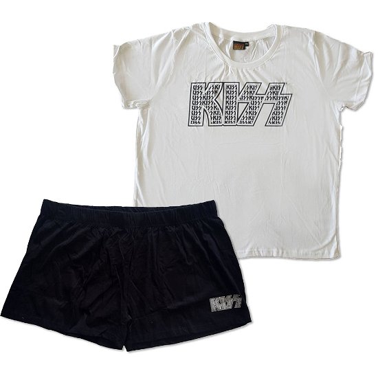 Cover for Kiss · KISS Ladies Summer Pyjamas: Logo Infill (Ex-Tour) (Kläder) [size M] [Black, White - Ladies edition]