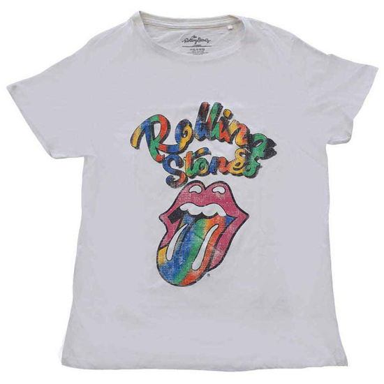 The Rolling Stones Ladies T-Shirt: Multicolour Tongue (14) - The Rolling Stones - Merchandise -  - 5056561036601 - 