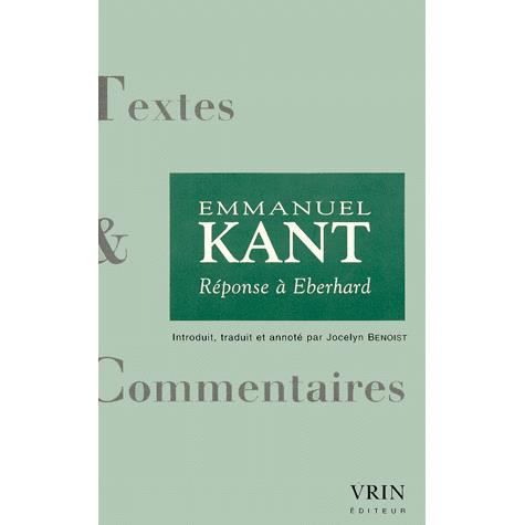 Cover for Emmanuel Kant · Reponse a Eberhard (Textes et Commentaires) (French Edition) (Paperback Book) [French edition] (1999)