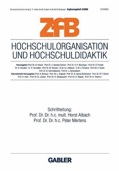 Cover for Horst Albach · Hochschulorganisation Und Hochschuldidaktik - Zfb Special Issue (Paperback Book) [2000 edition] (2000)