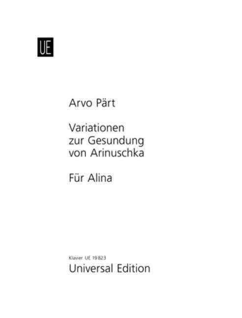 Cover for Arvo Pärt · Variationen zur Gesundung von Arin (Bog)