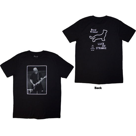 Cover for David Gilmour · David Gilmour Unisex T-Shirt: Luck &amp; Strange Black Cat Strat (Black) (Back Print &amp; Ex-Tour) (T-shirt) [size S] (2025)