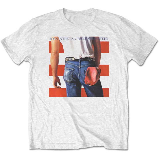 Cover for Bruce Springsteen · Bruce Springsteen Unisex T-Shirt: Born in the USA (White) (T-shirt) [size M] [White - Unisex edition] (2020)