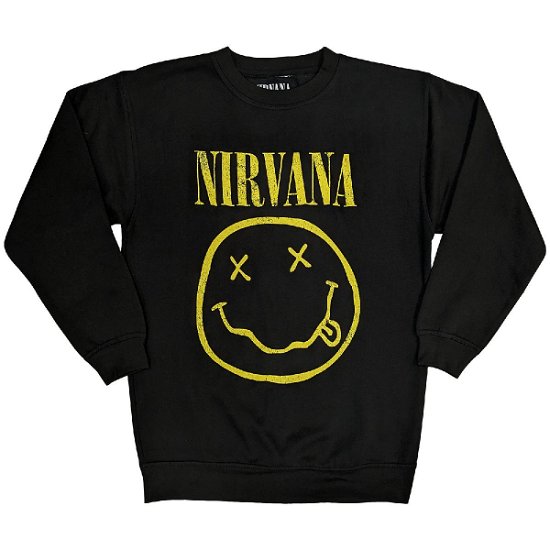 Nirvana Unisex Sweatshirt: Yellow Happy Face - Nirvana - Marchandise -  - 5056737224603 - 