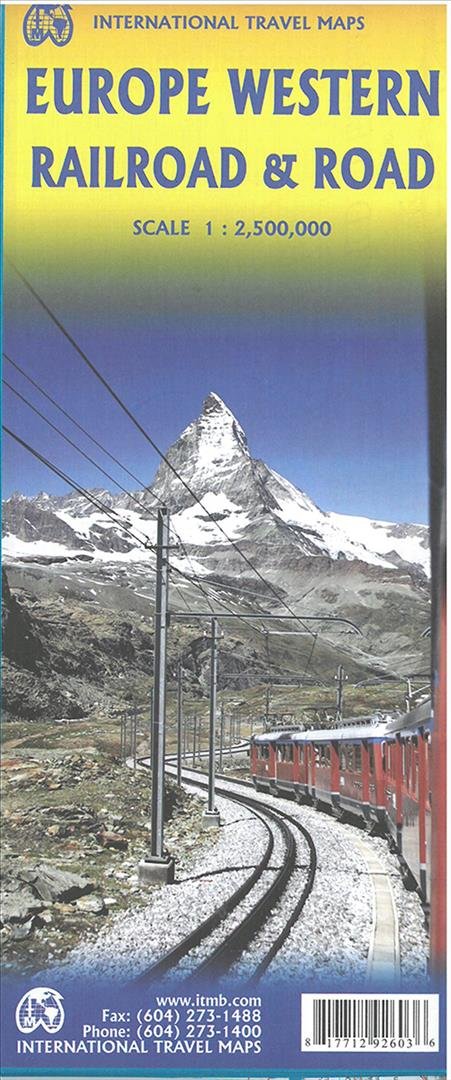 Europe Western: Railroad & Road, International Travel Map - ITM Publications - Bøger - ITMB publishing - 9781771292603 - 20. august 2018