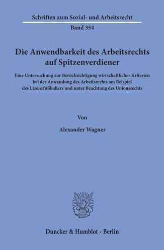 Cover for Wagner · Die Anwendbarkeit des Arbeitsrec (Book) (2019)