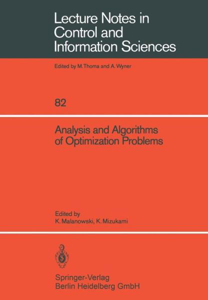 Cover for Kazimierz Malanowski · Analysis and Algorithms of Optimization Problems - Lecture Notes in Control and Information Sciences (Paperback Book) (1986)