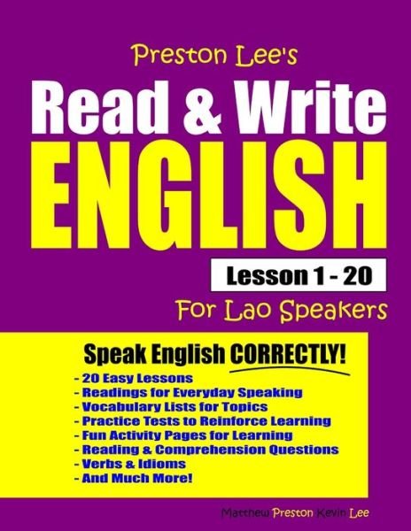 Cover for Matthew Preston · Preston Lee's Read &amp; Write English Lesson 1 - 20 For Lao Speakers (Paperback Book) (2020)