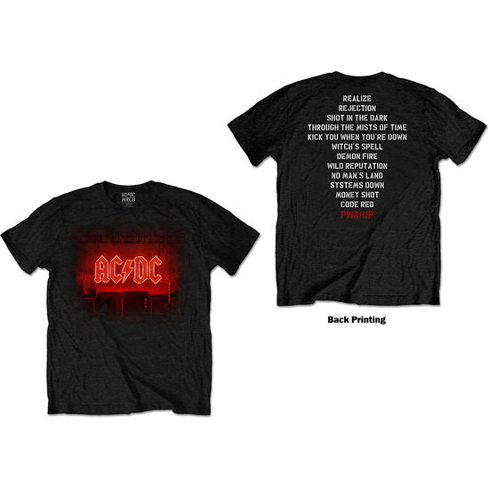 Cover for AC/DC · AC/DC Unisex T-Shirt: Dark Stage / Track list (Black) (Back Print) (T-shirt) [size S] [Black - Unisex edition] (2020)