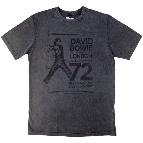 David Bowie Unisex Stone Wash T-Shirt: Rainbow Theatre (Charcoal Grey) - David Bowie - Merchandise - - 5056737269604 - October 7, 2024