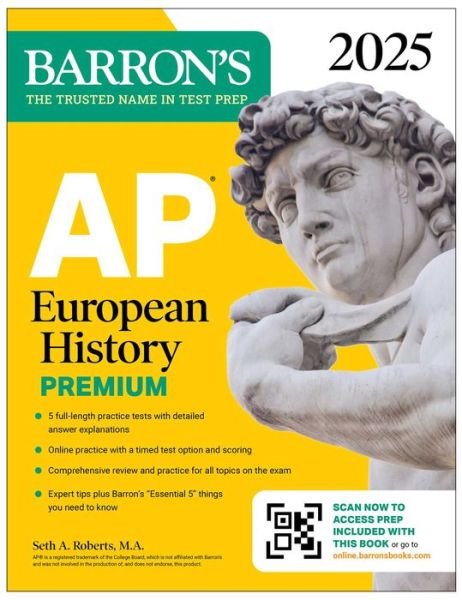 Cover for Seth A. Roberts · AP European History Premium, 2025: Prep Book with 5 Practice Tests + Comprehensive Review + Online Practice - Barron's AP Prep (Paperback Book) (2024)
