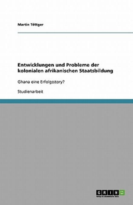 Cover for Töttger · Entwicklungen und Probleme der (Book) [German edition] (2008)