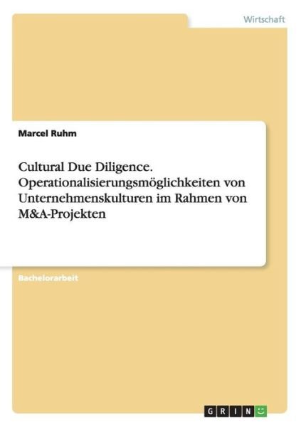 Cover for Ruhm · Cultural Due Diligence. Operationa (Book) (2015)