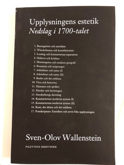 Cover for Sven-Olov Wallenstein · Palettens skriftserie: Upplysningens estetik Nedslag i 1700-talet (Pocketbok) (2019)