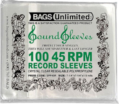 Bags Unlimited SPP45R - 7 IN 45 RPM Outer Record Sleeve - Resealable - 100 CNT - Bags Unlimited - Music -  - 0762181112605 - April 1, 2013