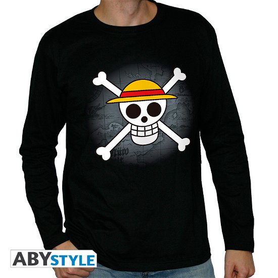 Cover for T-Shirt Männer · ONE PIECE - Tshirt Skull with map man LS black * (MERCH)