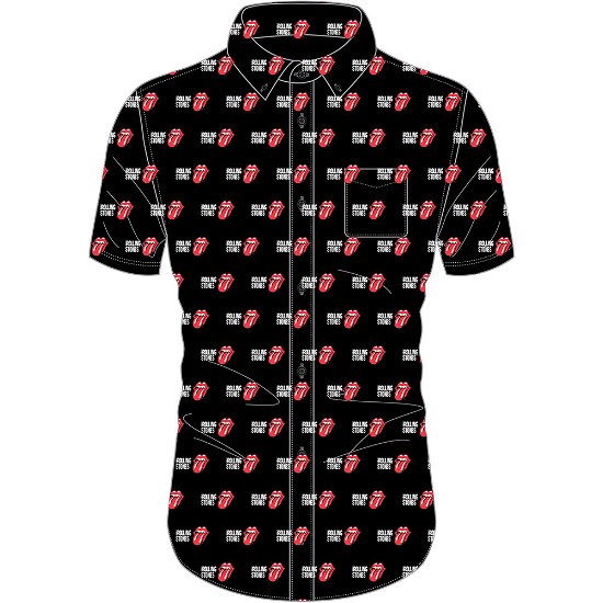 Cover for The Rolling Stones · The Rolling Stones Unisex Casual Shirt: Tongue and Text (All Over Print) (Bekleidung) [size XL] [Black - Unisex edition]