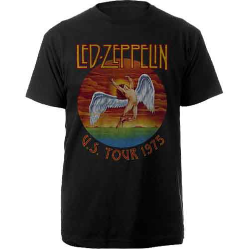 Led Zeppelin Unisex T-Shirt: USA Tour '75. - Led Zeppelin - Produtos - ROCK OFF - 5056187706605 - 18 de dezembro de 2019