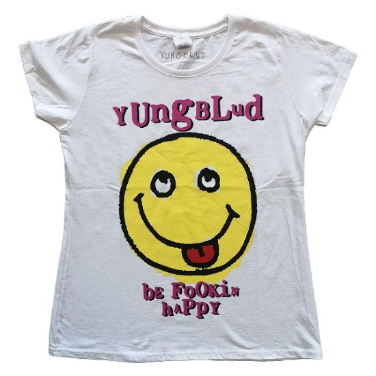 Yungblud Ladies T-Shirt: Raver Smile (Back Print) - Yungblud - Koopwaar -  - 5056368679605 - 