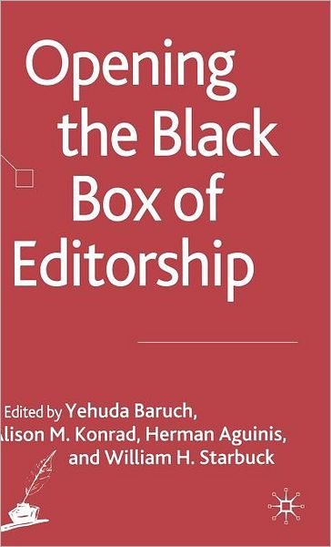 Cover for Yehuda Baruch · Opening the Black Box of Editorship (Hardcover Book) (2008)