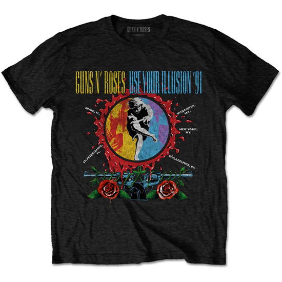 Guns N' Roses Unisex T-Shirt: Use Your Illusion Circle Splat - Guns N Roses - Fanituote -  - 5056561015606 - 