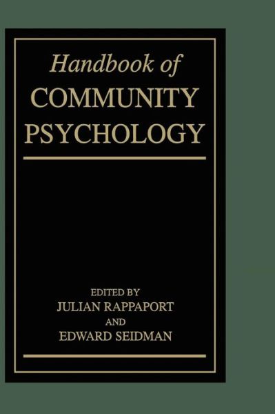 Cover for Julian Rappaport · Handbook of Community Psychology (Hardcover Book) [2000 edition] (2000)