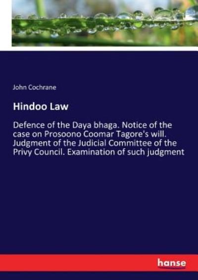 Cover for Cochrane · Hindoo Law (Book) (2017)