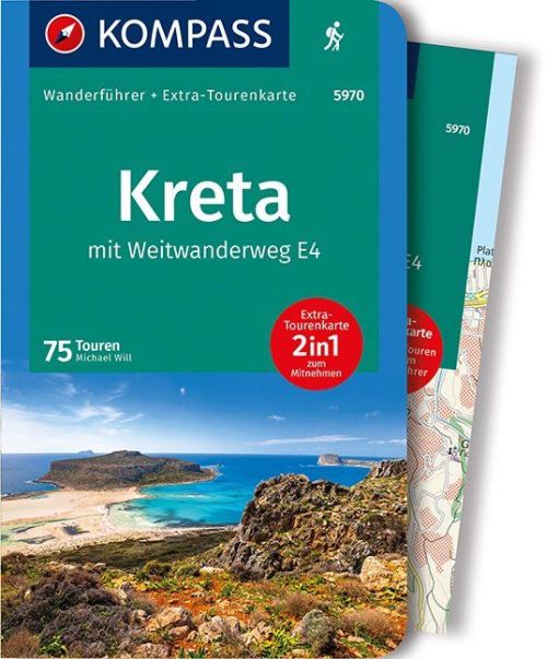 Cover for Mair-Dumont / Kompass · Kreta mit Weitwanderweg E4 Wanderführer + Tourenkart (Book) (2018)