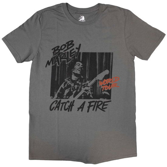 Cover for Bob Marley · Bob Marley Unisex T-Shirt: Catch A Fire World Tour (Charcoal Grey) (T-shirt) [size XXL] [Grey - Unisex edition] (2019)