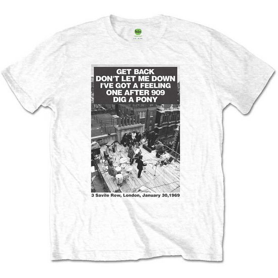 The Beatles Unisex T-Shirt: Rooftop Songs (White) - The Beatles - Merchandise -  - 5056561005607 - October 14, 2021