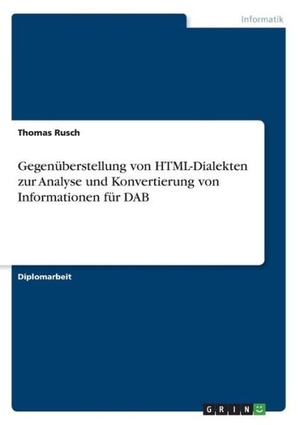 Cover for Rusch · Gegenüberstellung von HTML-Dialek (Book) (2019)