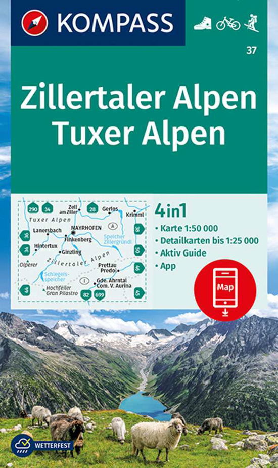 Cover for Mair-Dumont / Kompass · Kompass Wanderkarte: Zillertaler Alpen, Tuxer Alpen (Hardcover Book) (2021)