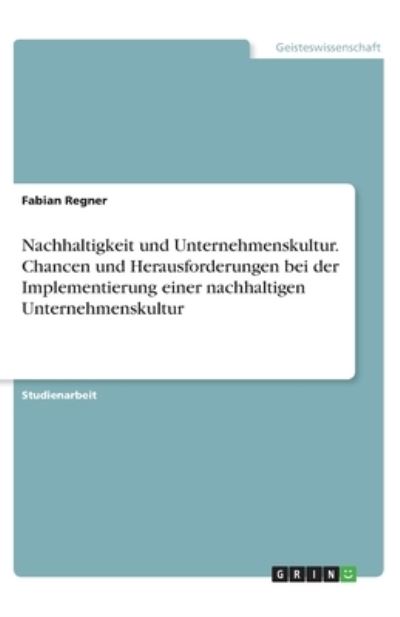 Cover for Regner · Nachhaltigkeit und Unternehmensk (N/A)