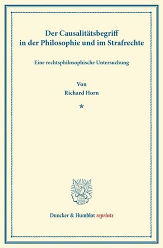 Cover for Horn · Der Causalitätsbegriff in der Phil (Book) (2013)