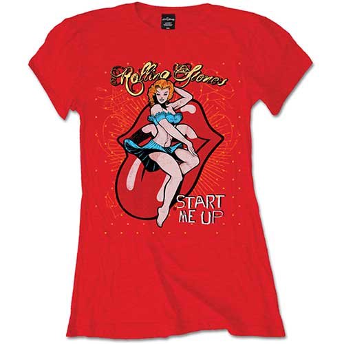 Cover for The Rolling Stones · The Rolling Stones Ladies T-Shirt: Start me up (T-shirt) [size L] [Red - Ladies edition]