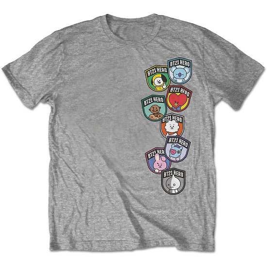 Cover for Bt21 · BT21 Unisex T-Shirt: Badges (T-shirt) [size S] [Grey - Unisex edition]