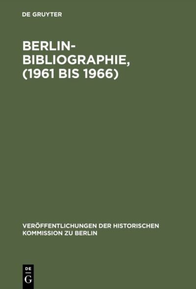Cover for Berlin-Bibliographie. (Bok) (1973)