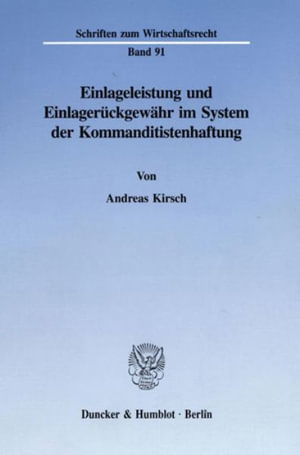 Cover for Kirsch · Einlageleistung und Einlagerückg (Book) (1995)