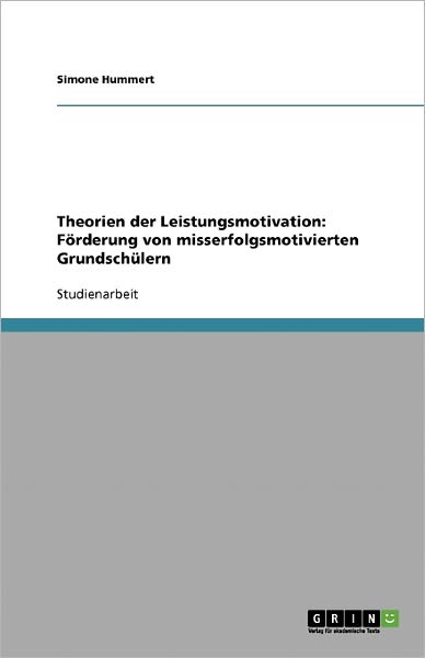 Cover for Hummert · Theorien der Leistungsmotivatio (Book) [German edition] (2013)