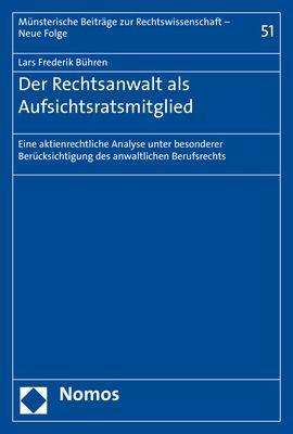 Cover for Bühren · Der Rechtsanwalt als Aufsichtsra (Book) (2019)