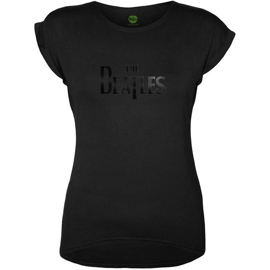 The Beatles Ladies Hi-Build T-Shirt: Drop T Logo (Black-On-Black) - The Beatles - Merchandise - Apple Corps - Apparel - 5056170601610 - 