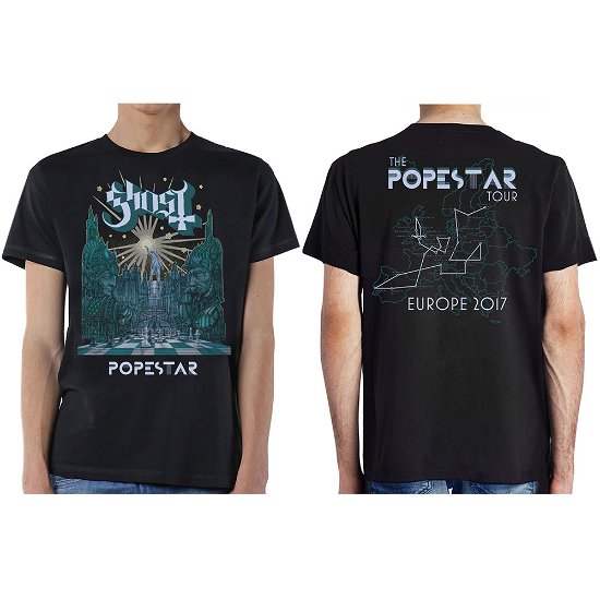 Ghost Unisex T-Shirt: Lightbringer Popestar Tour Europe 2017 - Ghost - Koopwaar - Global - Apparel - 5056170630610 - 