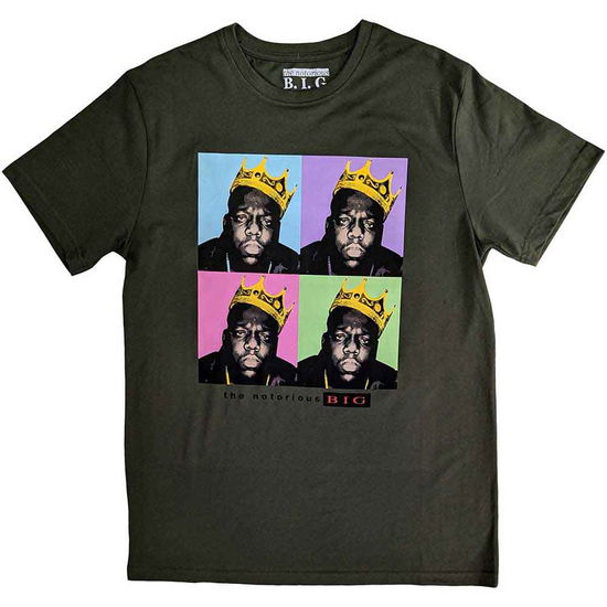 Cover for Biggie Smalls · Biggie Smalls Unisex T-Shirt: Crown Pop Art (Green) (T-shirt) [size S] (2023)