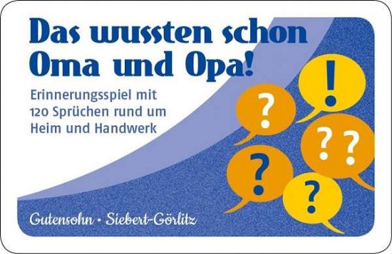 Cover for Gutensohn · Das wussten schon Oma und Opa (Bok)