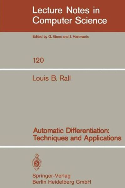 Cover for L B Rall · Automatic Differentiation: Techniques and Applications (Paperback Book) (1981)