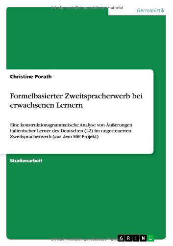 Cover for Porath · Formelbasierter Zweitspracherwer (Bog) [German edition] (2010)