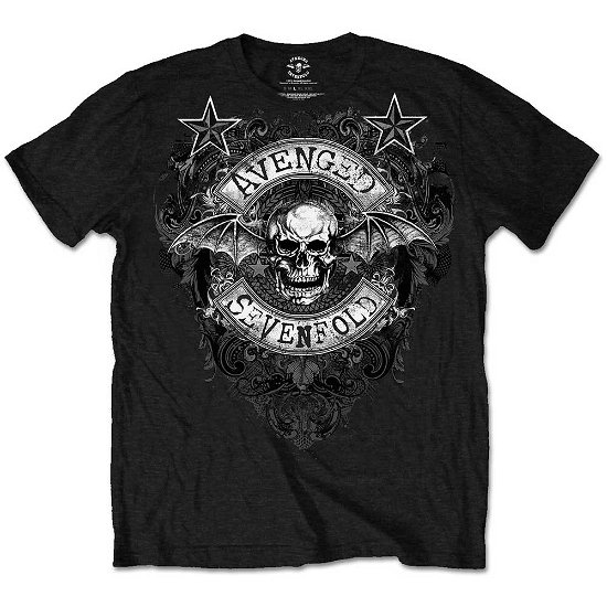 Avenged Sevenfold Unisex T-Shirt: Stars Flourish - Avenged Sevenfold - Fanituote - ROFF - 5055295391611 - perjantai 2. tammikuuta 2015